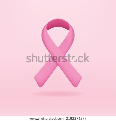 3d pink ribbon in the breast cancer awareness month. 3d illustration vector symbol.