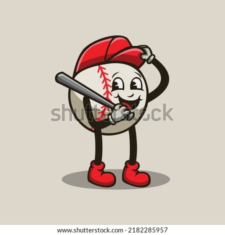 Baseball Mascot Cartoon Retro Illustration
