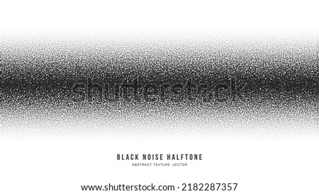 Black Noise Stipple Dotted Halftone Gradient Vector Straight Line Loopable Border Isolated On White. Hand Drawn Dotwork Abstract Gritty Grain Worn Seamless Texture. Dot Work Art Conceptual Abstraction