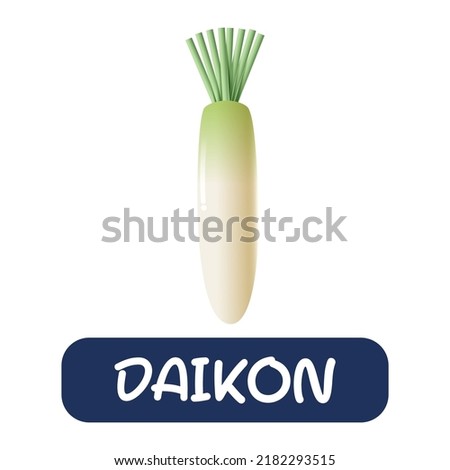 cartoon daikon vegetables vector isolated on white background Royalty-Free Stock Photo #2182293515