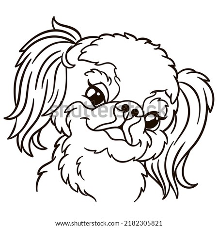 Japanese chin dog cartoon illustration. Animal print for kids t shirt, nursery decor or cute greeting card.