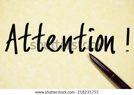 attention word write on paper 