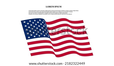 Vector waving Flag of the United States of America. Wavy USA Flag with lorem ipsum text design. American Flag vector