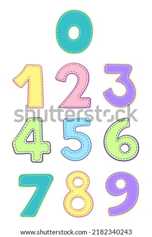 Set of funny cartoon numbers and mathematical operation signs. Vector illustration. Isolated on white background.