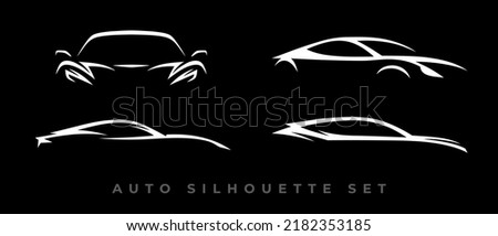 Sports car logo icon set. Motor vehicle dealership emblems. Auto silhouette garage symbols. Vector illustration. Royalty-Free Stock Photo #2182353185