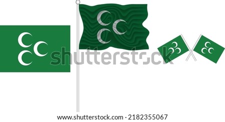 Waving Flag of  Ottoman Empire 1514-1517 on the white background vector and illustrator