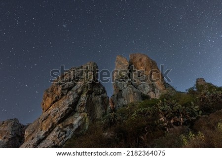 Los Picachos under the stars of Bernal Royalty-Free Stock Photo #2182364075