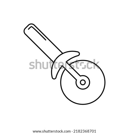 Pizza cutter icon in line style icon, isolated on white background