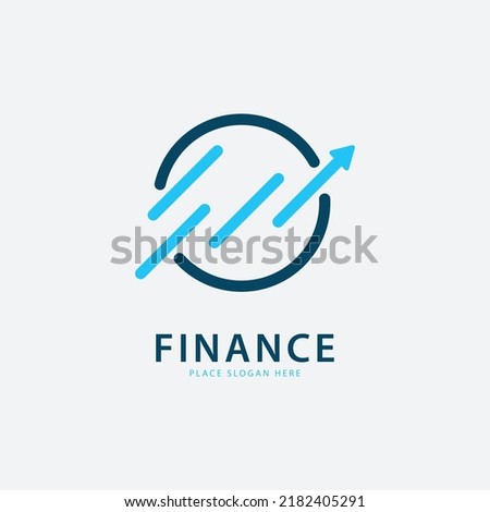 Circle arrow shape Financial chart Logo Design Template Vector Icon, Simple Illustration Logo For Financial Company.  Blue Background