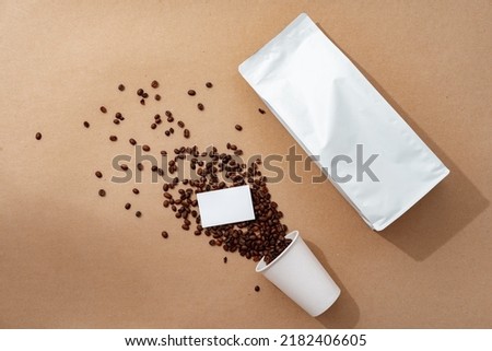 Coffee identity branding mockup set top view flat lay copy space