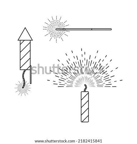 Firecrackers Outline Icon Illustration on White Background