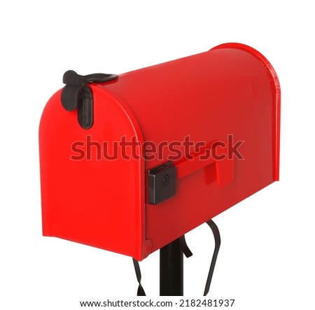 Closed red letter box isolated on white