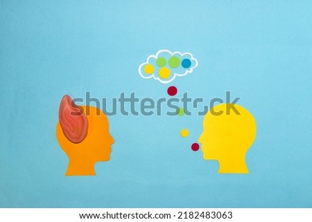 speaker and listener, creative art modern design with two heads