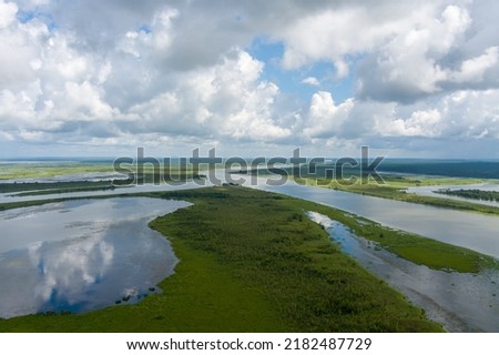 Aerial view of Big Island between Apalachee and Blakeley rivers at Spanish Fort, Alabama 