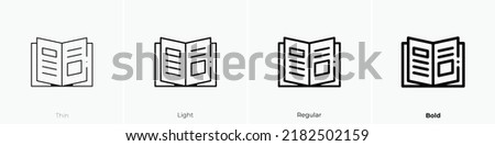 brochure icon. Thin, Light Regular And Bold style design isolated on white background Royalty-Free Stock Photo #2182502159