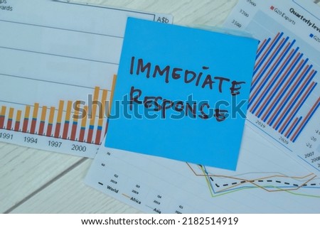 Concept of Immediate Response write on sticky notes isolated on Wooden Table.