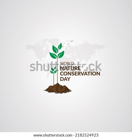 World nature conservation day. Creative ads. 3D illustration.  Royalty-Free Stock Photo #2182524923