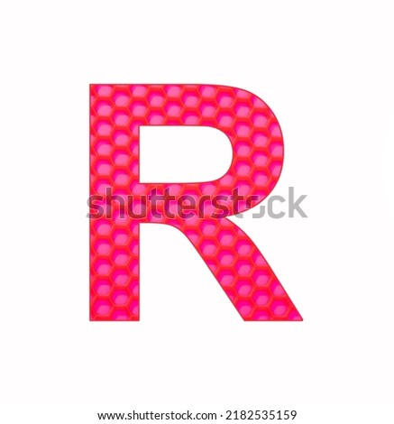 Alphabet letter R - Silicone background with red hexagons