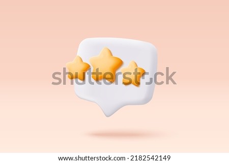 3d review rating stars for best excellent services rating for satisfaction. Review for quality customer rating feedback from client employee, 3d product review. 3d star icon vector render illustration Royalty-Free Stock Photo #2182542149