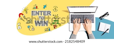 Enter to win with person using a laptop computer
