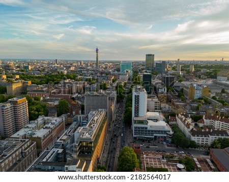 Aerial photo of Euston Road London