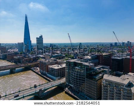 Aerial photo of buildings on London Bankside UK