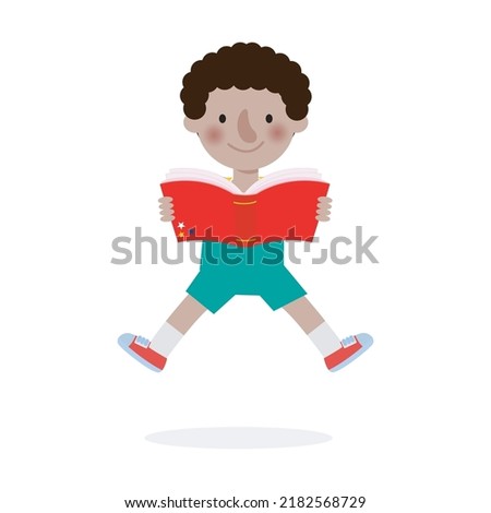 Kids Reading Book, Children Education isolated on white background Vector Illustration