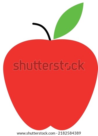 illustration of red apple with leave for education