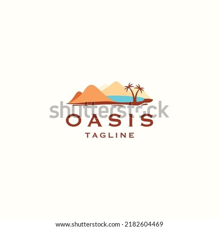 Oasis desert logo icon  design template flat vector illustration Royalty-Free Stock Photo #2182604469
