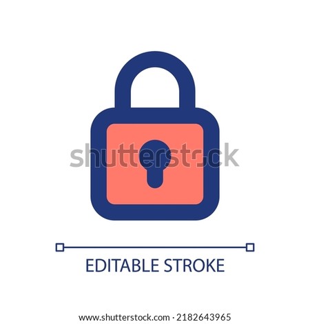 Locked padlock pixel perfect RGB color ui icon. Restriction. Security settings. Simple filled line element. GUI, UX design for mobile app. Vector isolated pictogram. Editable stroke. Arial font used