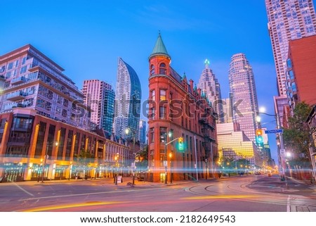 Downtown Toronto city Skyline at  night in Ontario, Canada  Royalty-Free Stock Photo #2182649543