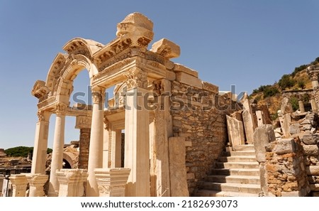 Ephesus ancient city in Izmir. Ephesus was an ancient Greek city on the west coast of Anatolia, now in Turkey. Royalty-Free Stock Photo #2182693073