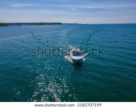 A boat sailing in the Lake Ontario  New York, USA Royalty-Free Stock Photo #2182707199