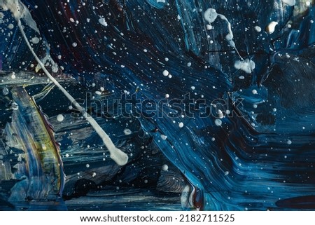 Deep blue, starry night abstract background. Thick paint texture, Original Impasto Oil Painting on canvas, Modern art. Contemporary art. Template social media creative backdrop. High Detail.