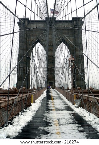 A view of the Brooklyn Bridge in New York City.