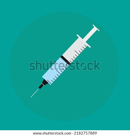vaccine injection flat vector illustration, ready to be injected. Royalty-Free Stock Photo #2182757889