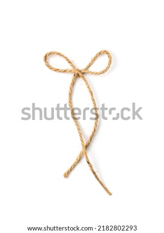 String bow isolated. Jute rope bows, packaging cord knots, knotted rustic gift, eco-friendly natural rope bow Royalty-Free Stock Photo #2182802293