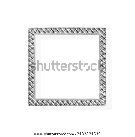Picture silver frame with engraving patterns isolated on white background , clipping path

