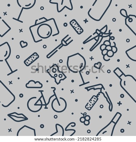 Seamless pattern with wine and wine tourism icons