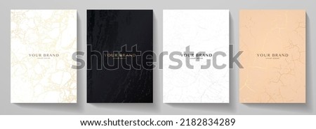 Modern cover design set. Premium vintage pattern with crack texture (grunge background). Luxury vector in black, gold, white colour for invite template, restaurant menu Royalty-Free Stock Photo #2182834289