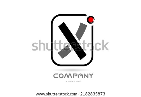 X black and white alphabet letter logo icon design with japanese style lettering and red dot. Creative template for company and business 