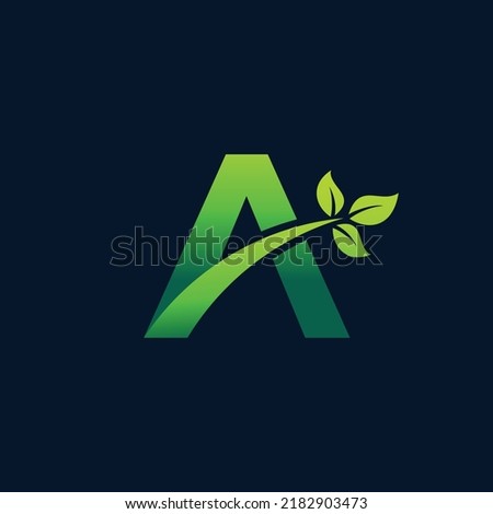 grass and leaf logo, letter A logo with leaf and grass concept