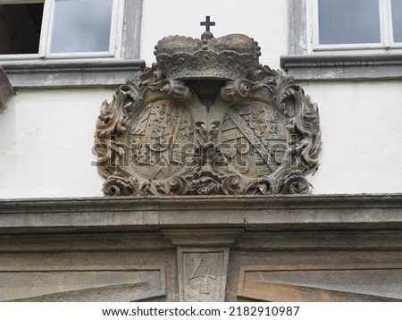 the sign of the castle in Zákupy which is carved from stone