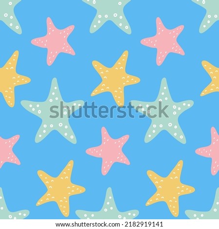Starfish pastel color seamless pattern