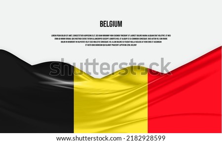 Belgium flag design. Waving Belgian flag made of satin or silk fabric. Vector Illustration. Royalty-Free Stock Photo #2182928599