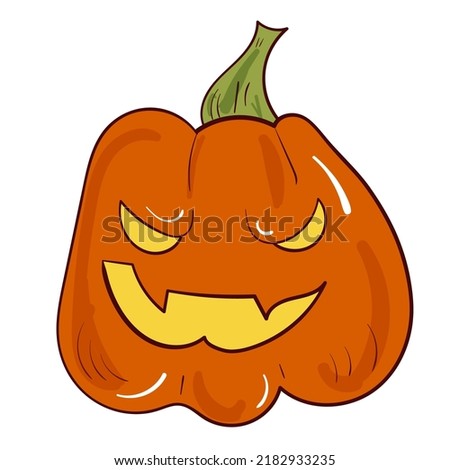 Halloween pumpkin. Vector spooky icon. Colourful illustration on white background.