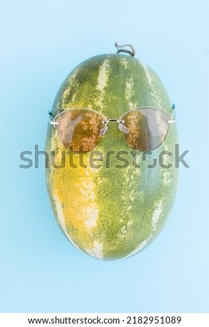 watermelon in the sunglasses on blue background