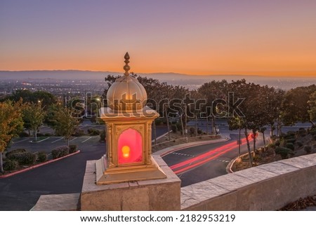 Sikh Church Lamp In Front of San Jose Landscape During Sunset