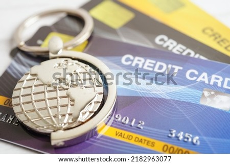 Credit card for online shopping, security finance business concept.