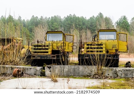 Abandoned equipment and machinery at Chernobyl exclusion zone, Ukraine